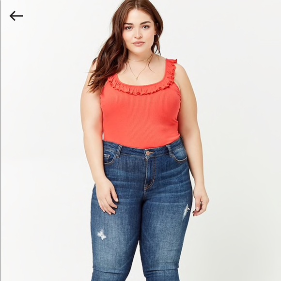 Plus Size Ruffle Ribbed Knit Top - Picture 4 of 4